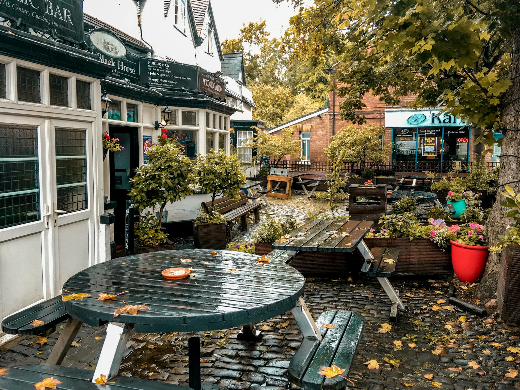 A traditional pub lunch served in a sunny English countryside garden