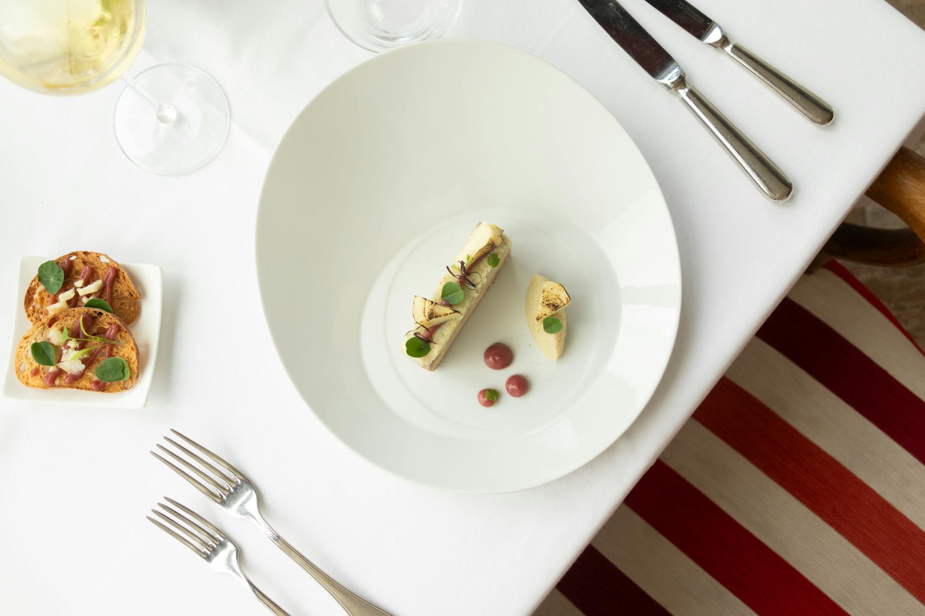 An elegantly plated dish at a fine dining restaurant in the Cotswolds