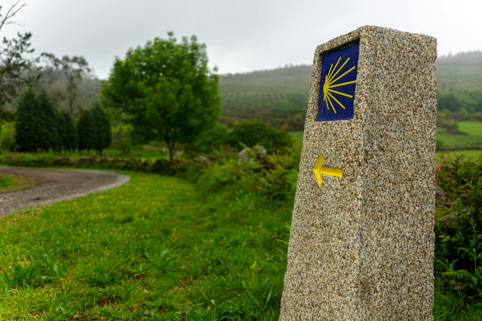 A waymark post marking a long-distance walking route