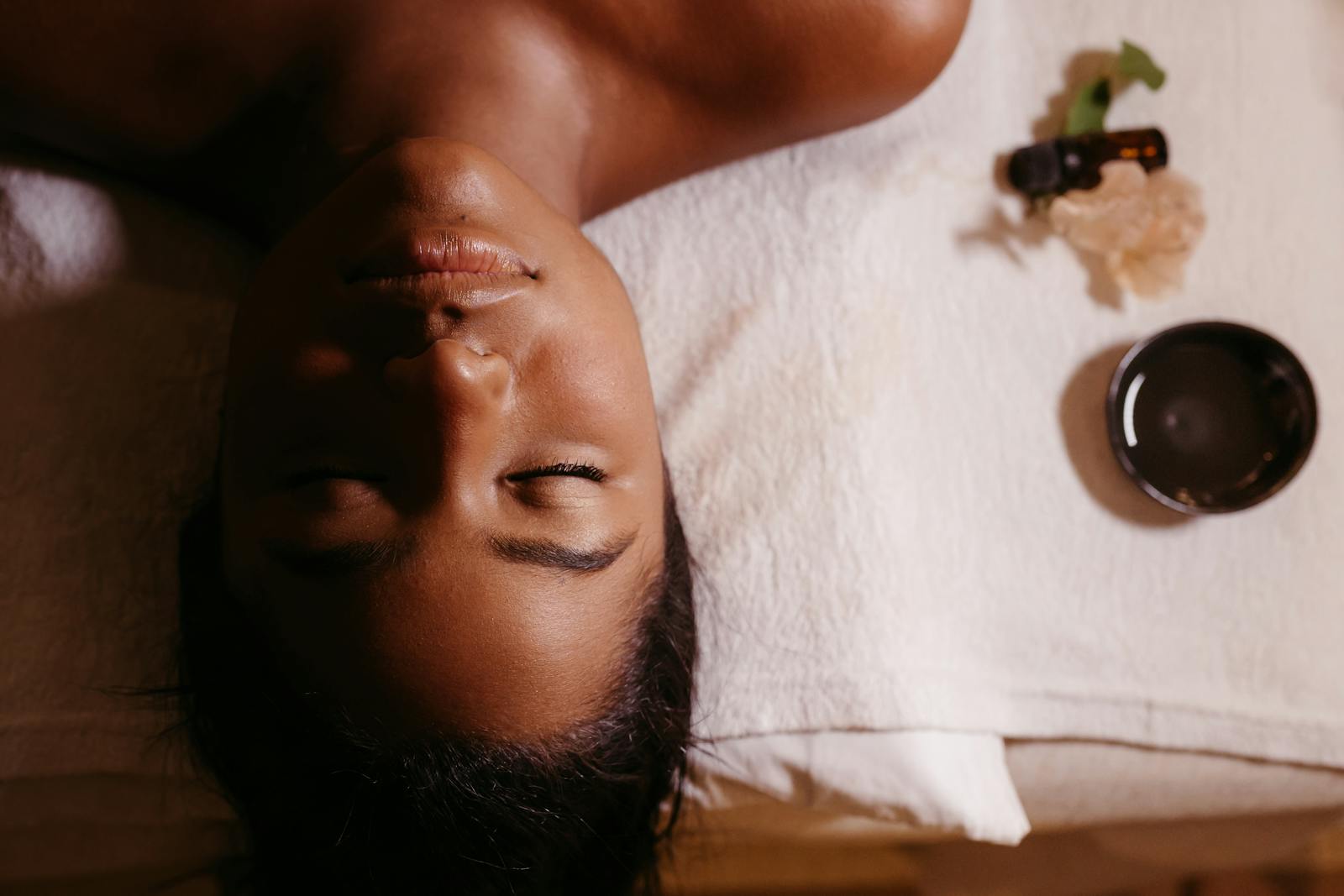 A serene spa massage treatment with essential oils