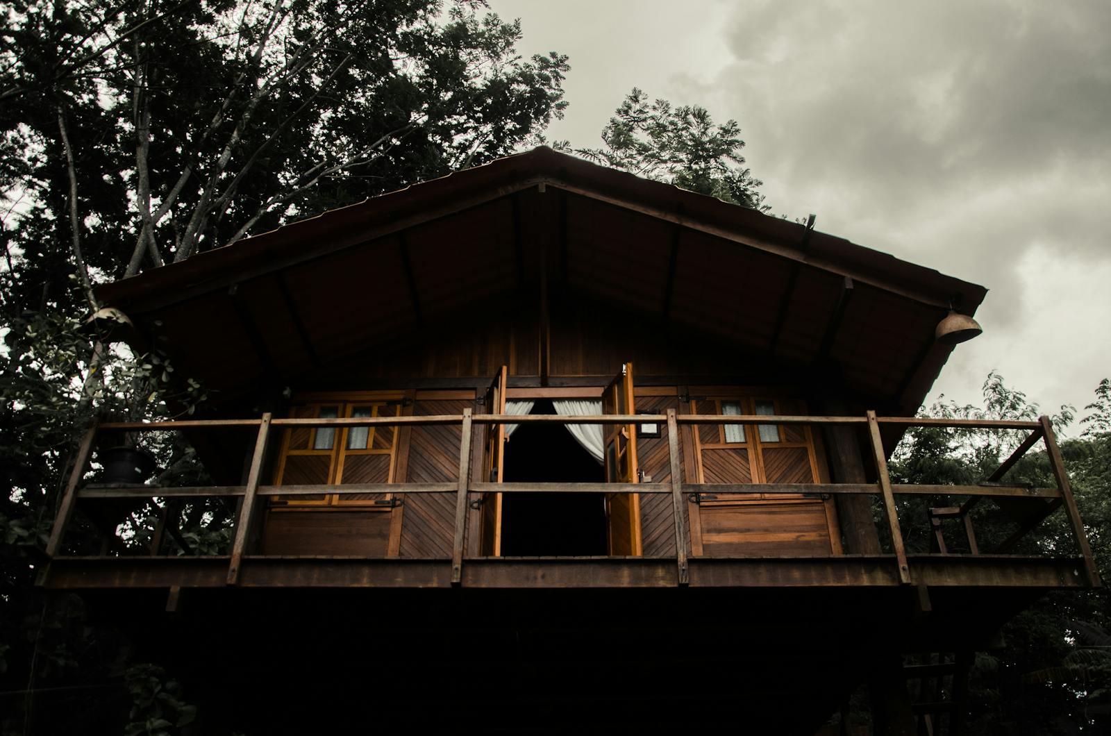 A charming wooden cabin surrounded by trees
