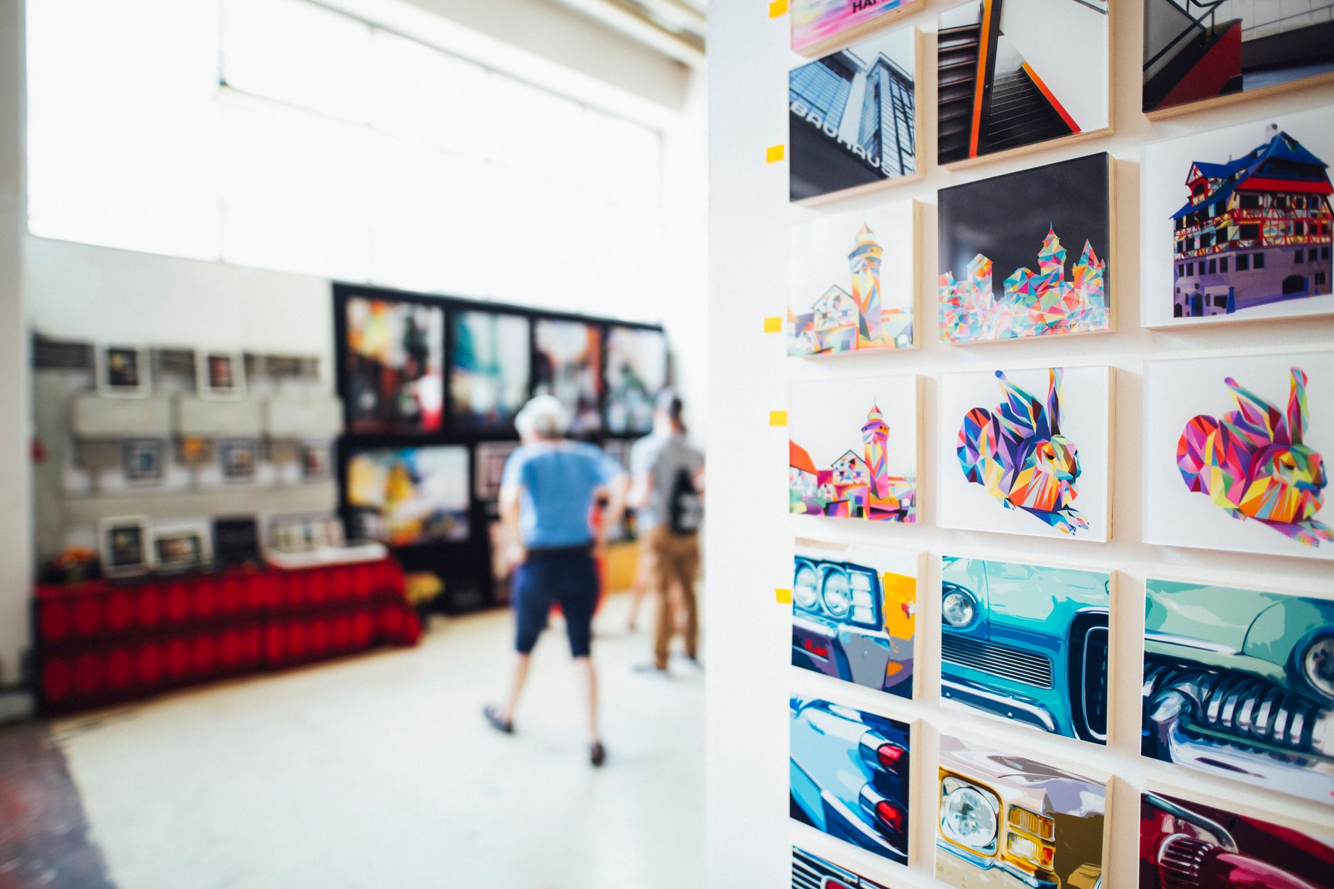 Visitors browsing contemporary art at a Cotswolds gallery