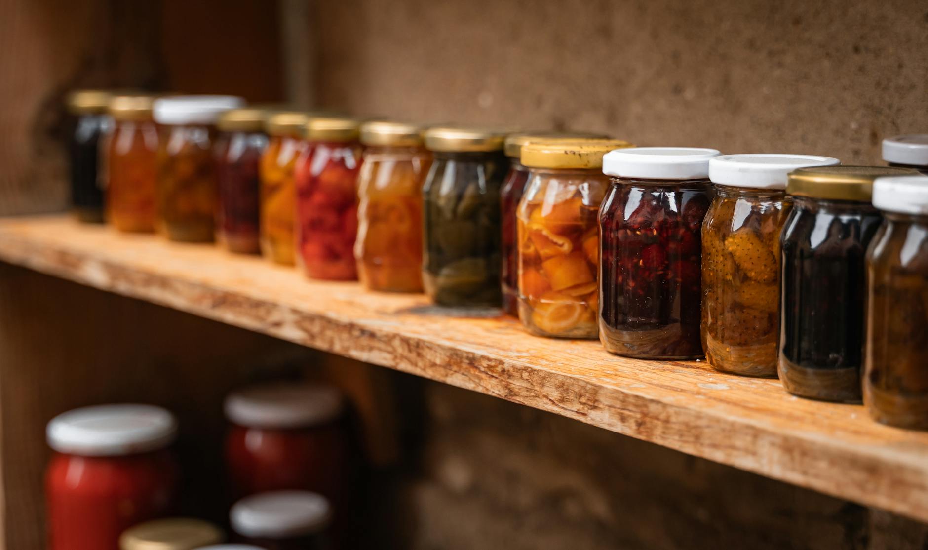 Jars of local Cotswolds honey, jam and preserves