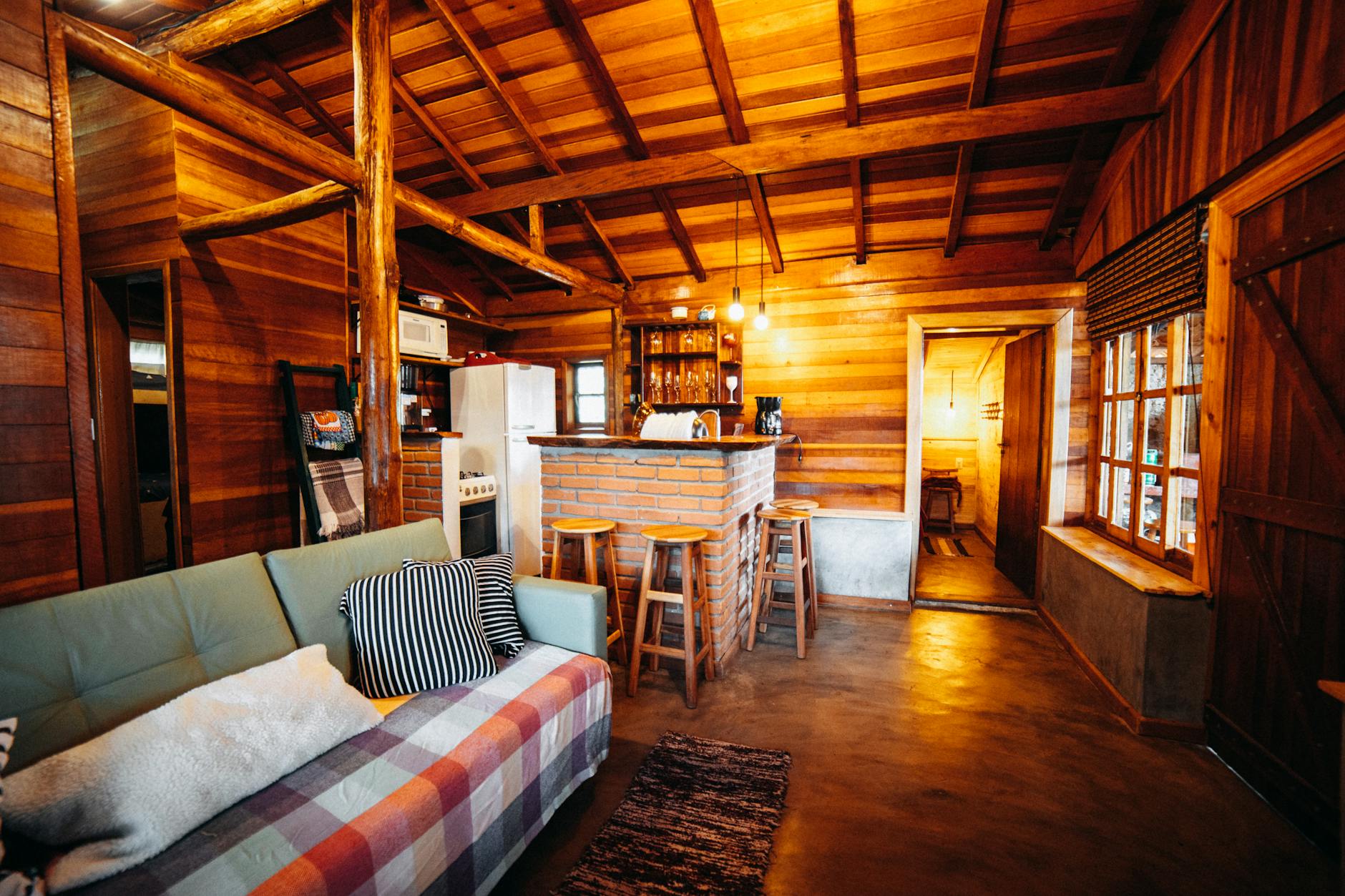 Cosy romantic cottage interior with warm lighting in the Cotswolds